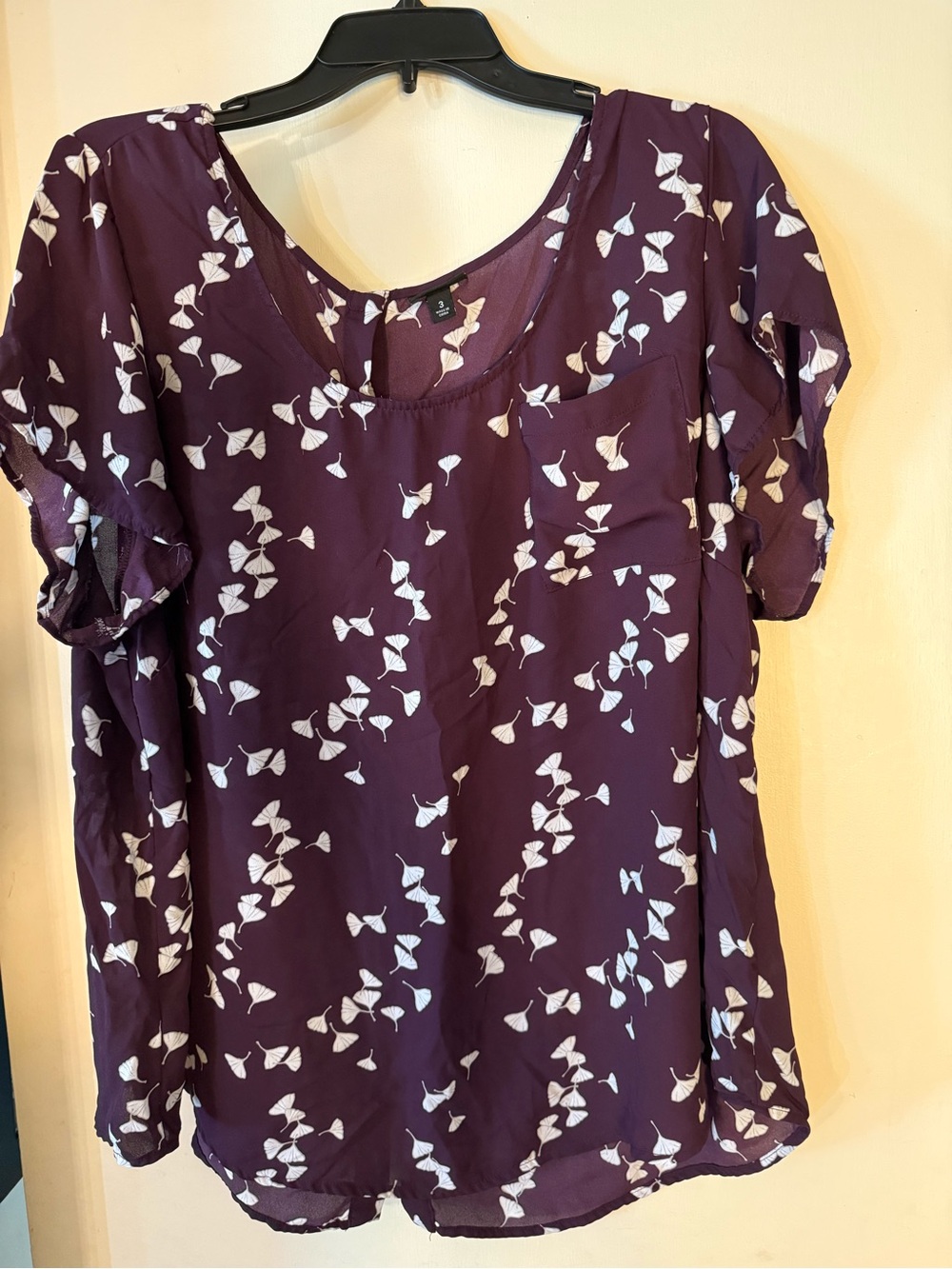 Torrid Plum Short-Sleeve Printed Blouse- Size 3